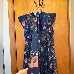 SHEIN Navy Floral Kids Formal Dress